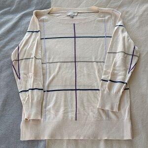 Loft Cream and Purple Striped Sweater